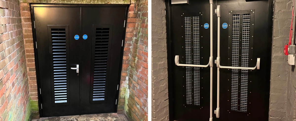 Fire-Rated Louvred Double Steel Security Doors Installed at Hillstone Primary School Boiler House in Birmingham